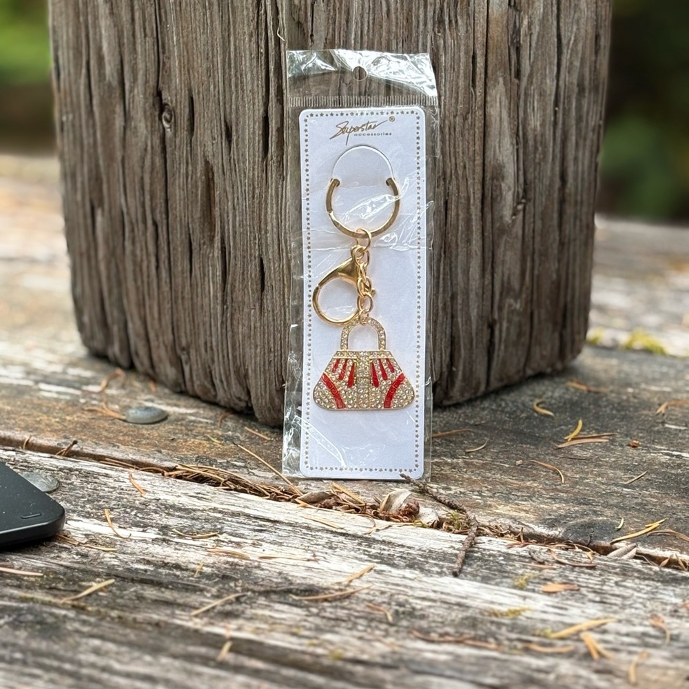 Express Gold and Red Handbag Keychain